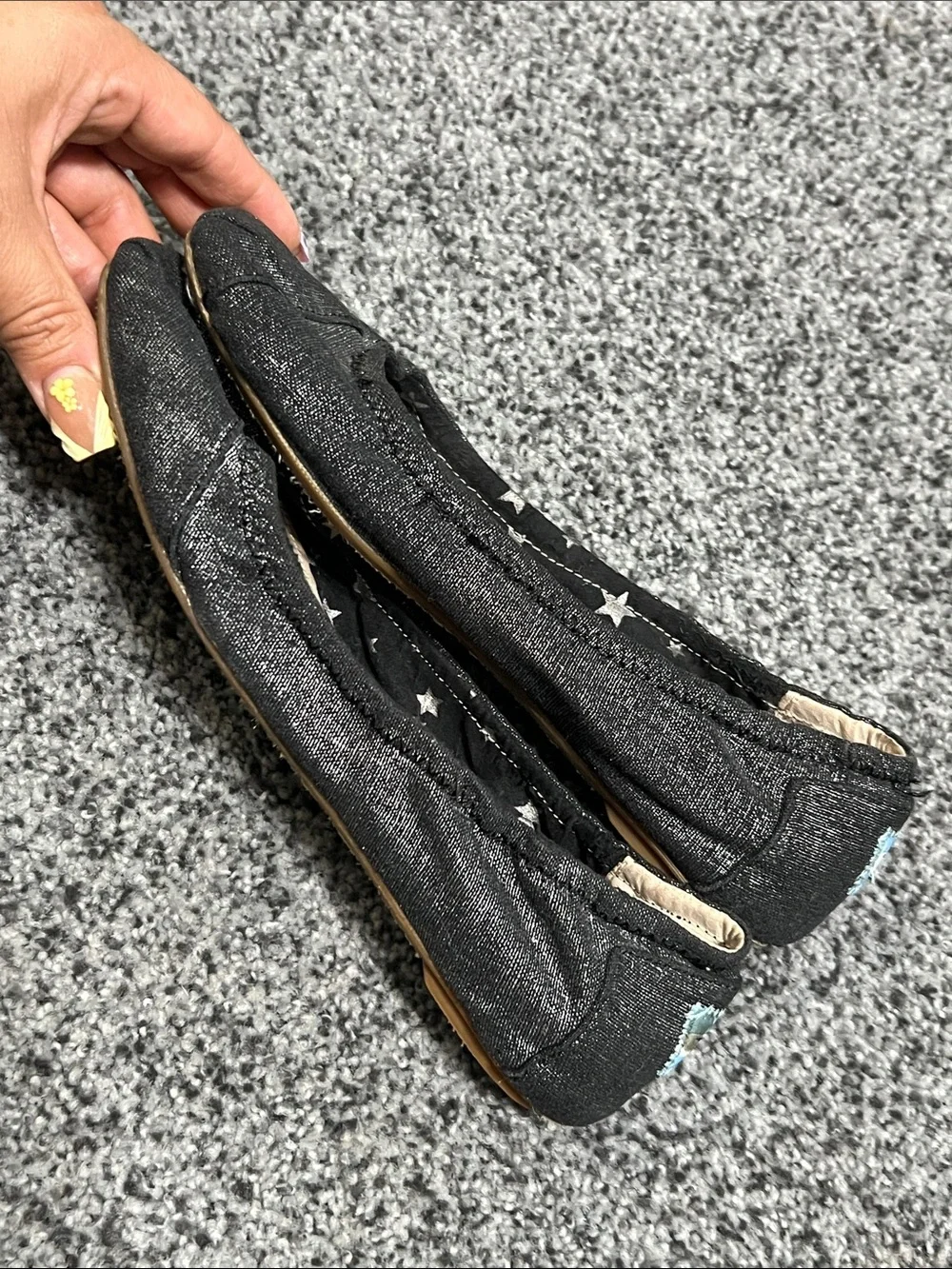 Toms Ballet Flat Black Metallic Size 6.5 EUC